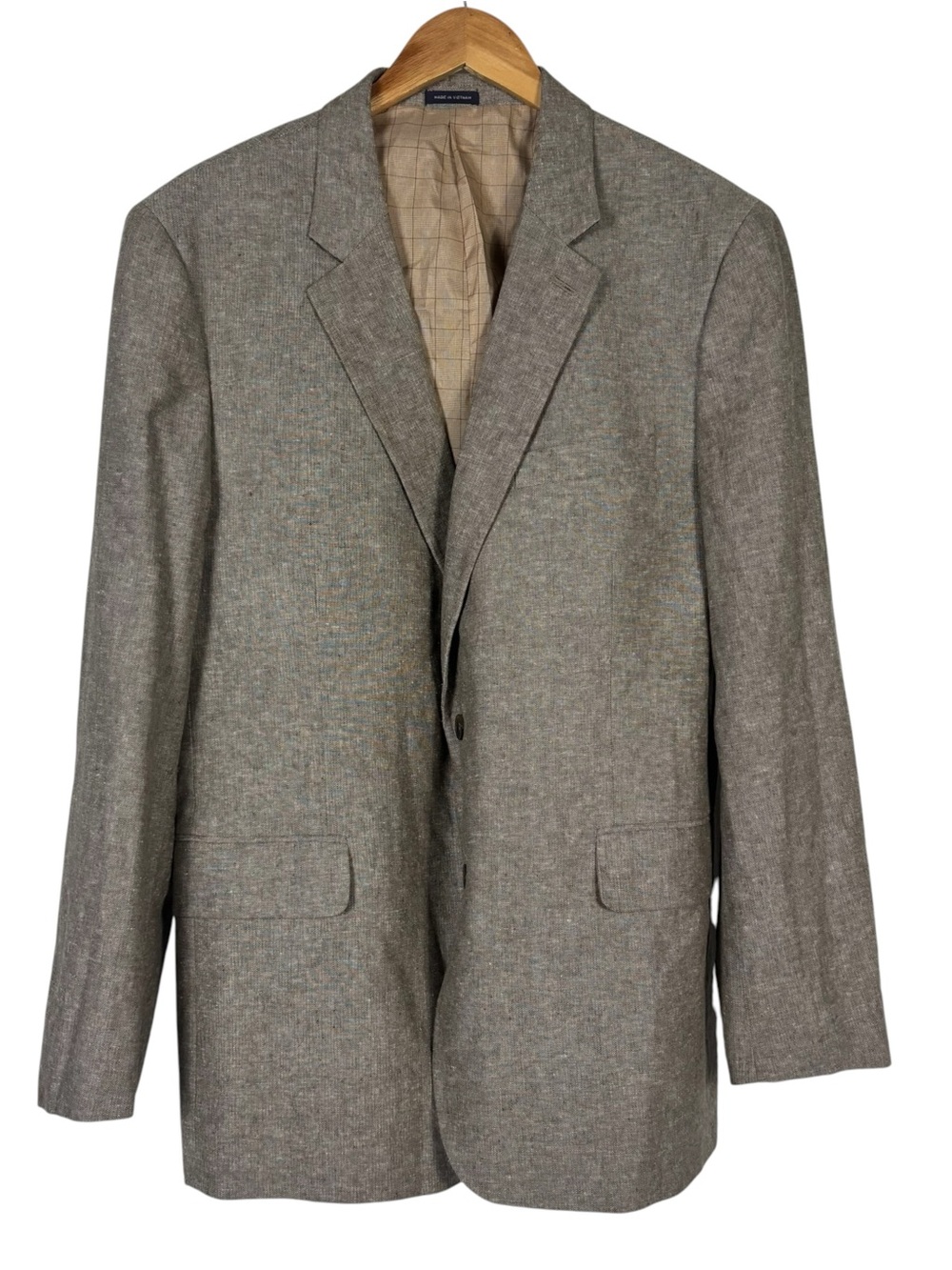 Stafford Brown Blazer Sport Coat Jacket Classic Fit Linen Cotton 2 Button 46R